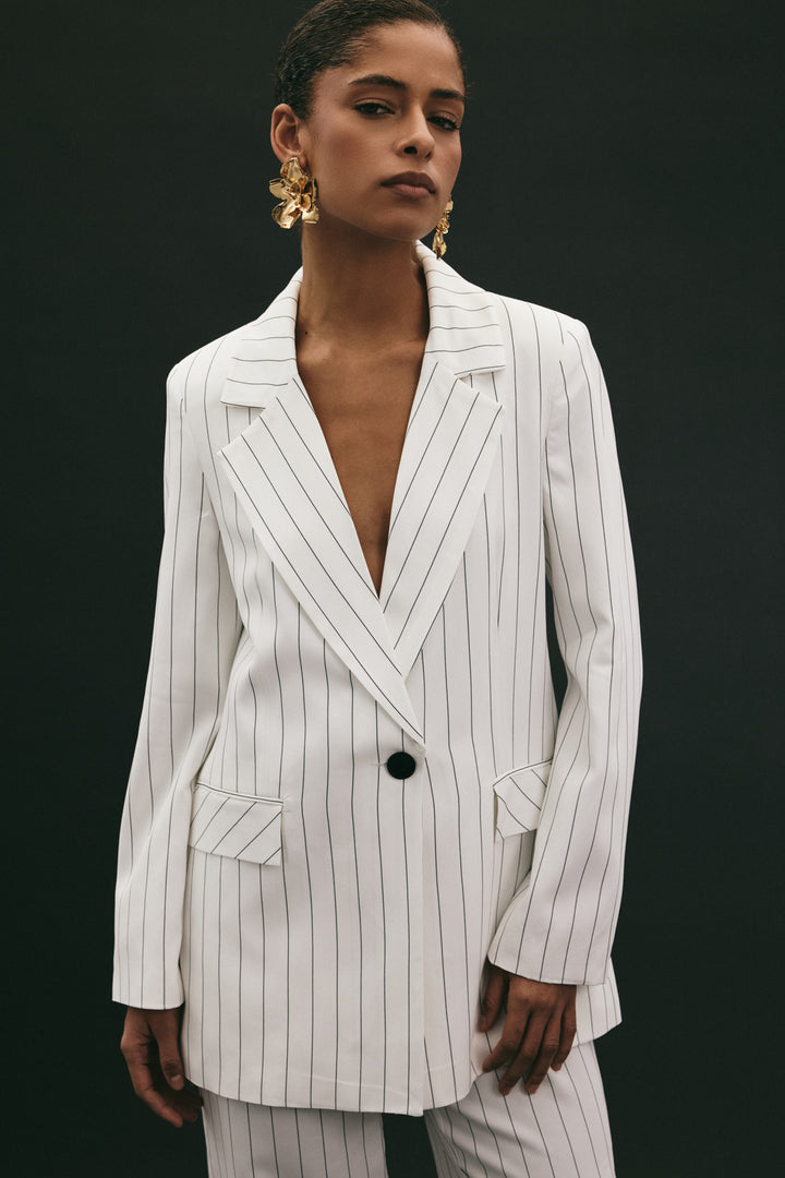 Sateen Veste rayée Rina - Écru