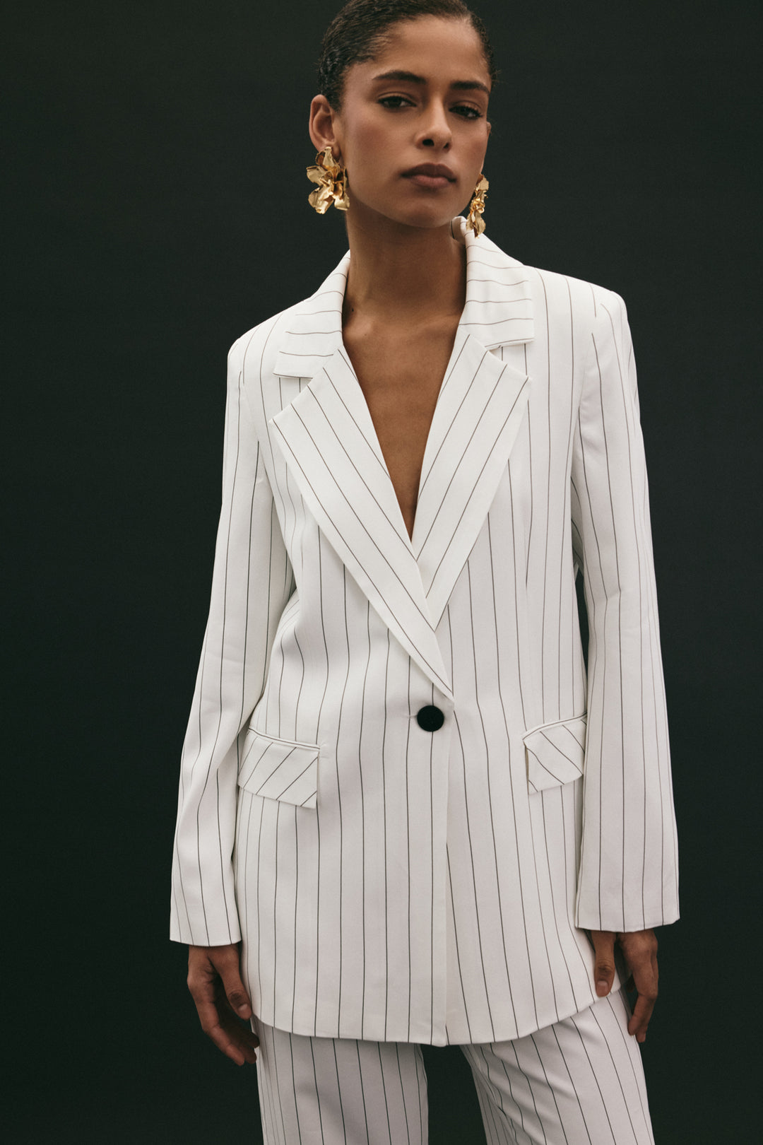Sateen Veste rayée Rina - Écru