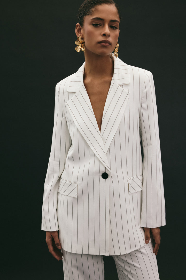 Sateen Veste rayée Rina - Écru