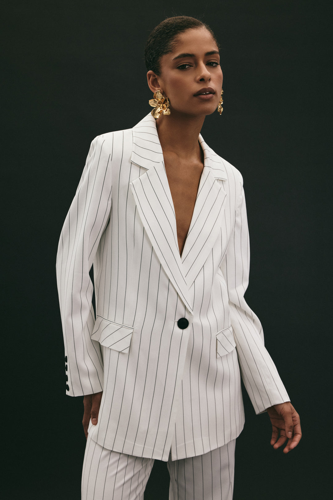 Sateen Veste rayée Rina - Écru