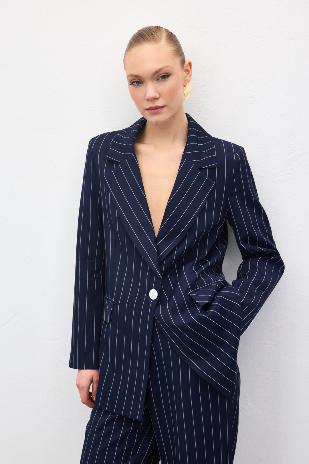 Sateen Veste rayée Rina - Bleu marine