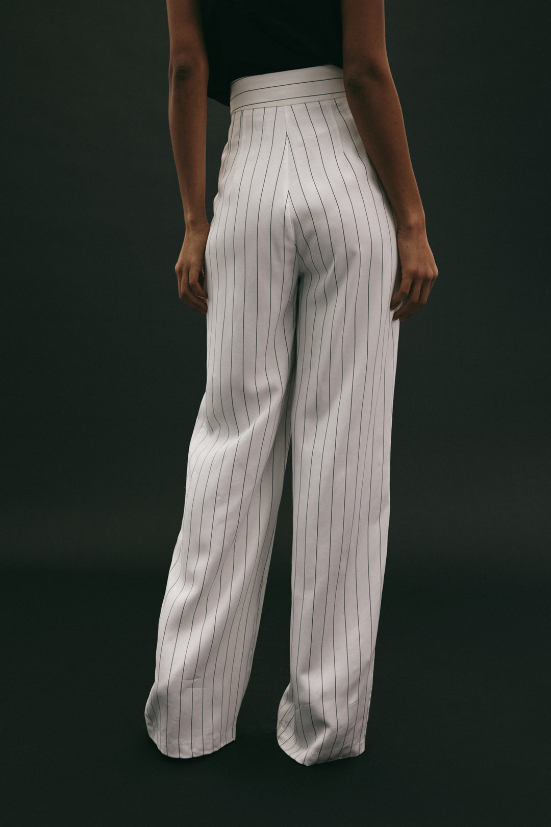 Sateen Pantalon rayé Rina - Écru