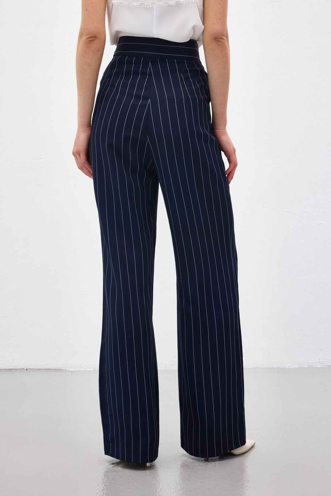 Sateen Pantalon rayé Rina - Bleu marine