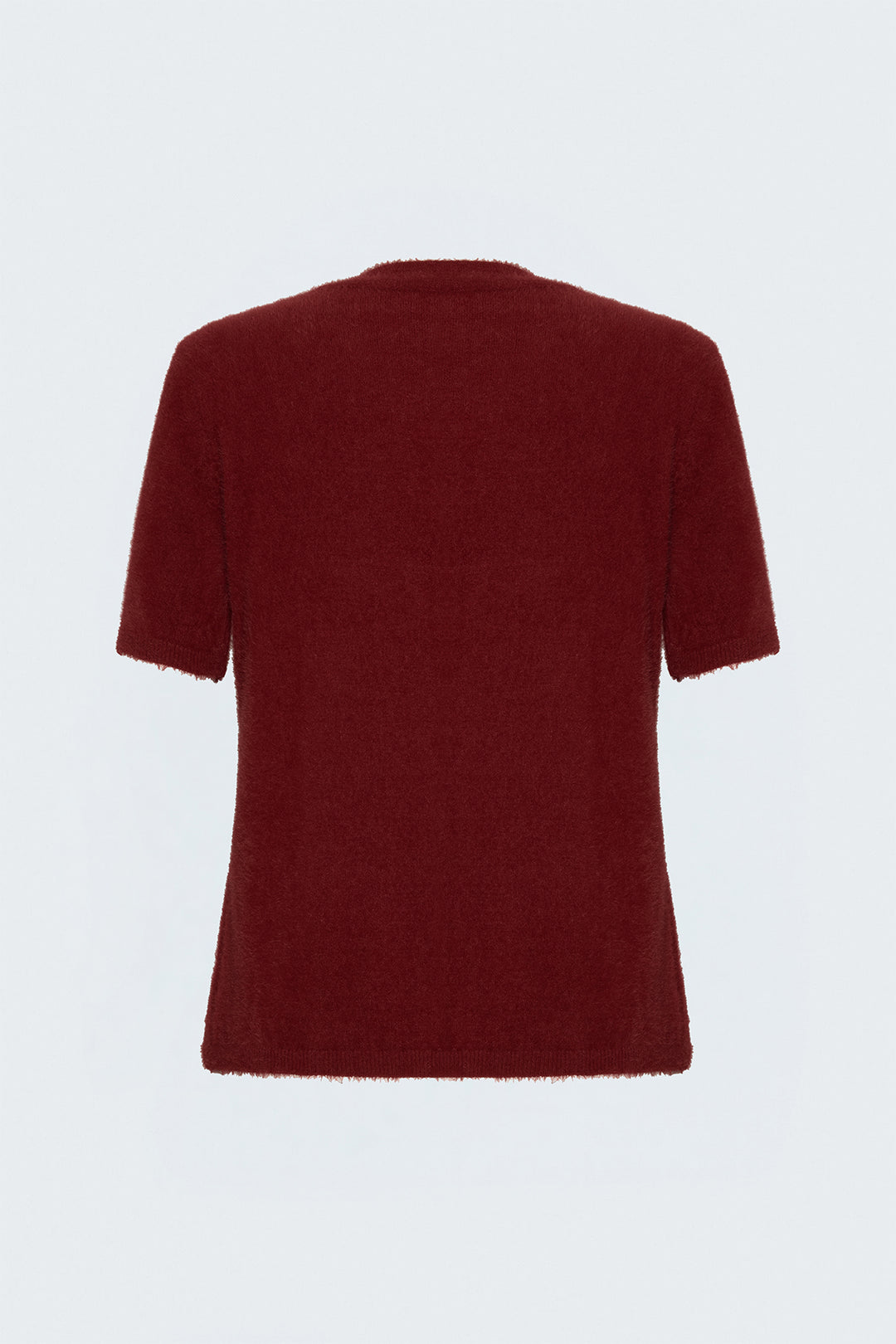 Sateen Tricot à Manches Courtes avec Barbe - Bordeaux
