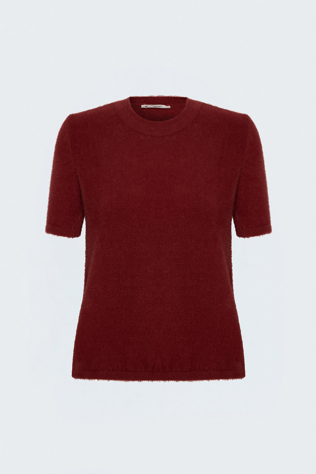 Sateen Tricot à Manches Courtes avec Barbe - Bordeaux