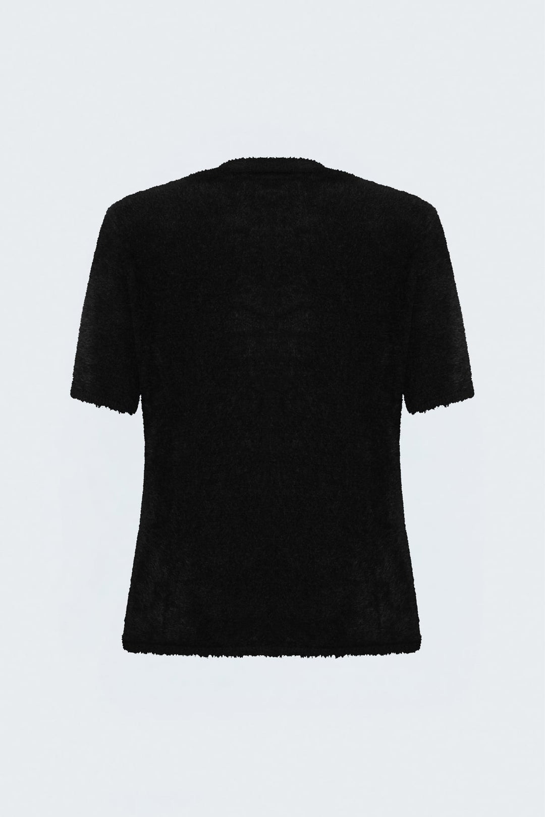Sateen Tricot à manches courtes avec poils - Noir