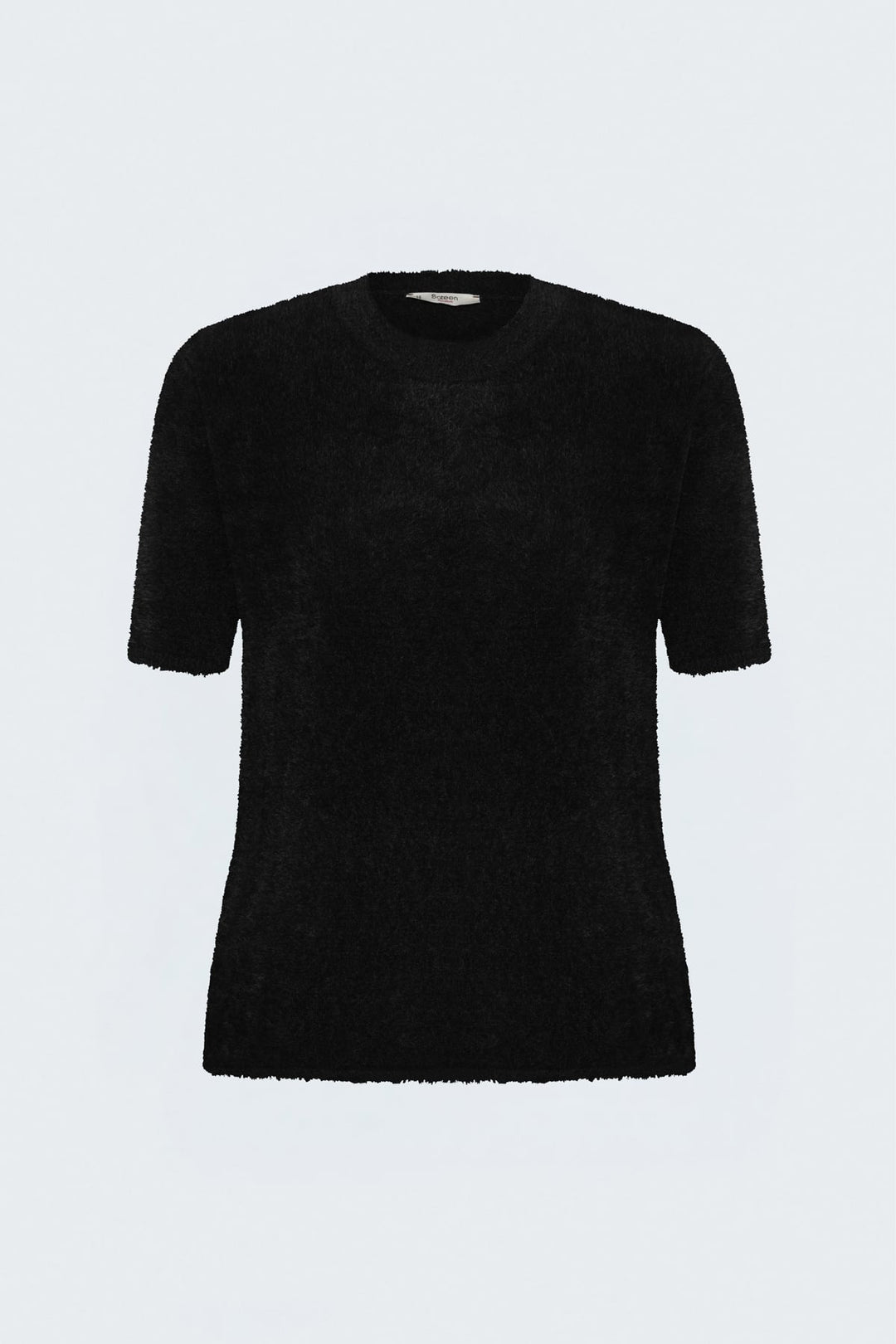 Sateen Tricot à manches courtes avec poils - Noir