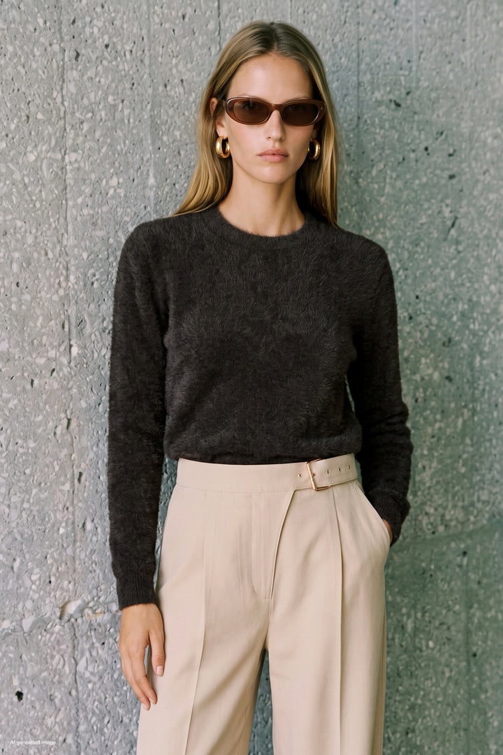 Sateen Tricot à poils - Marron