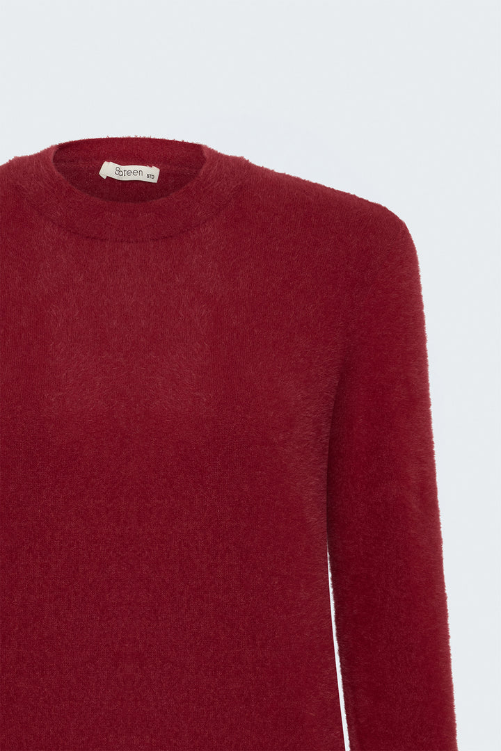 Sateen Pull en V avec barbe - Rouge