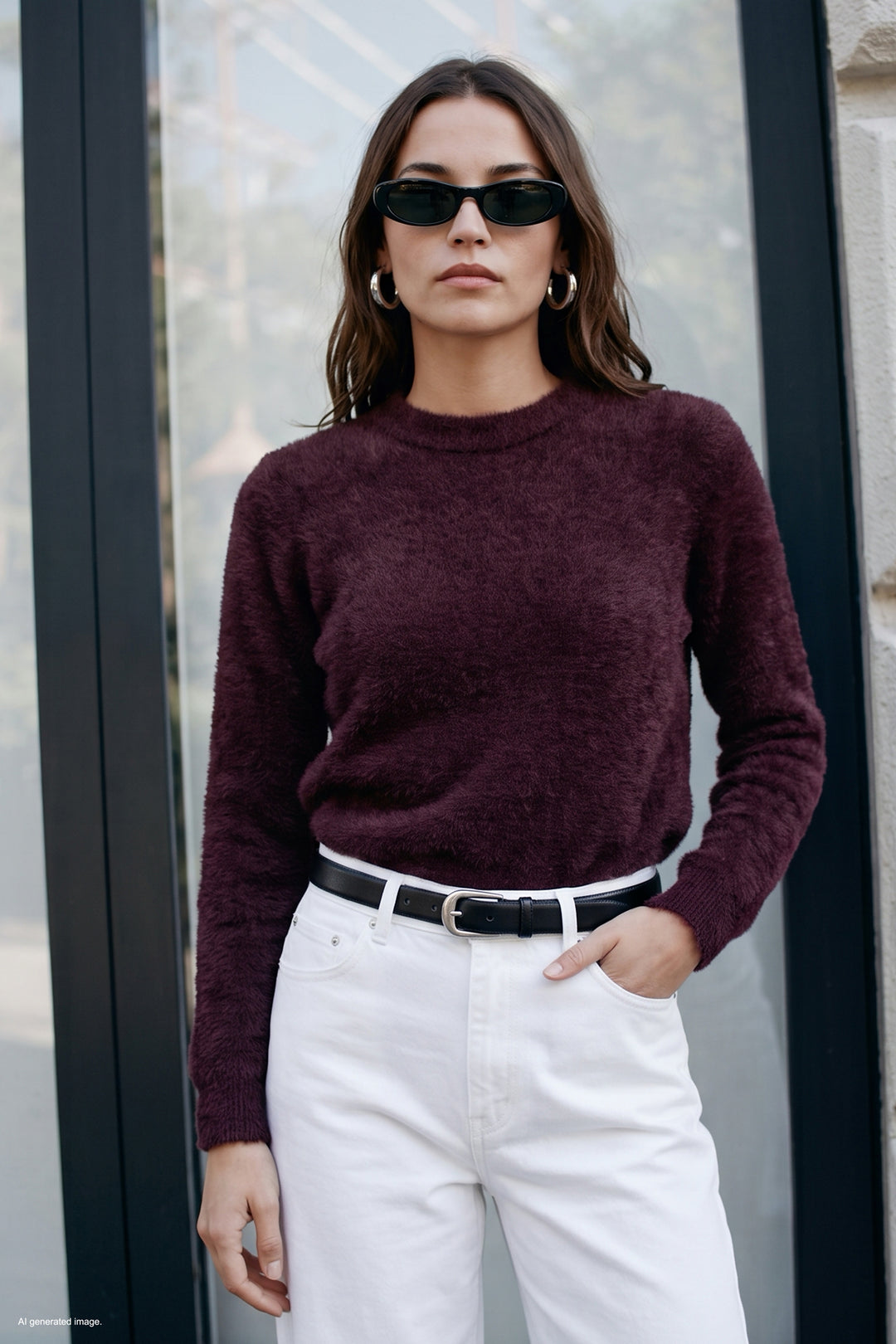 Sateen Tricot à Barbe - Prune
