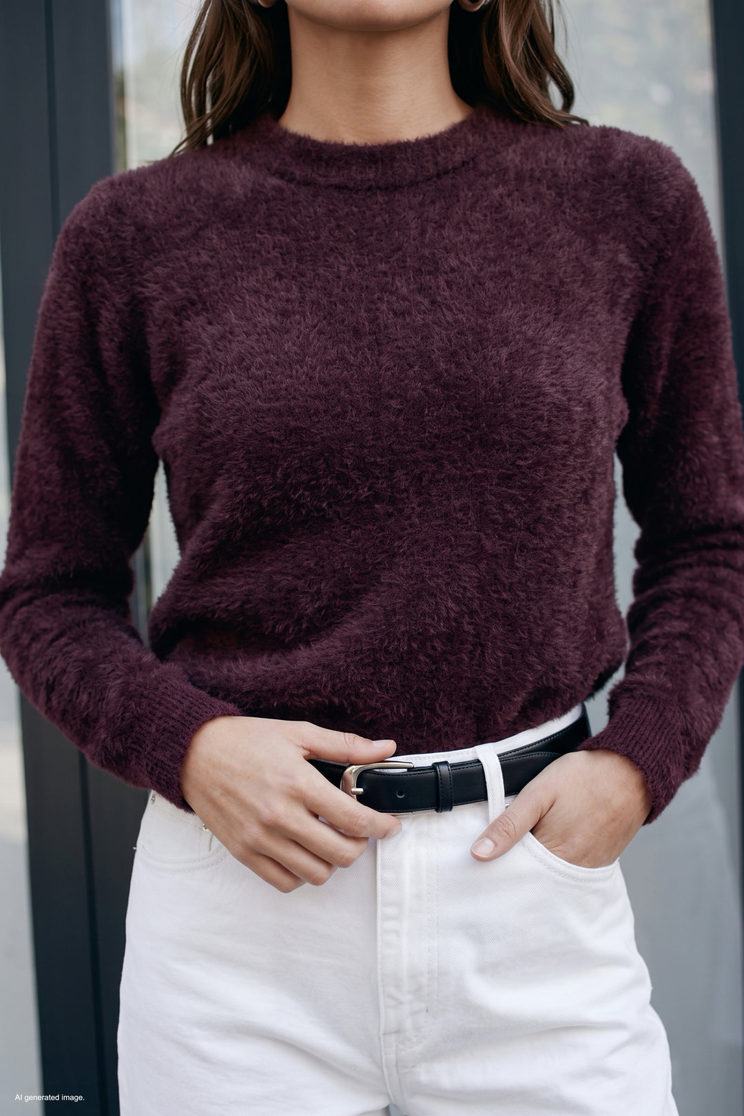 Sateen Tricot à Barbe - Prune