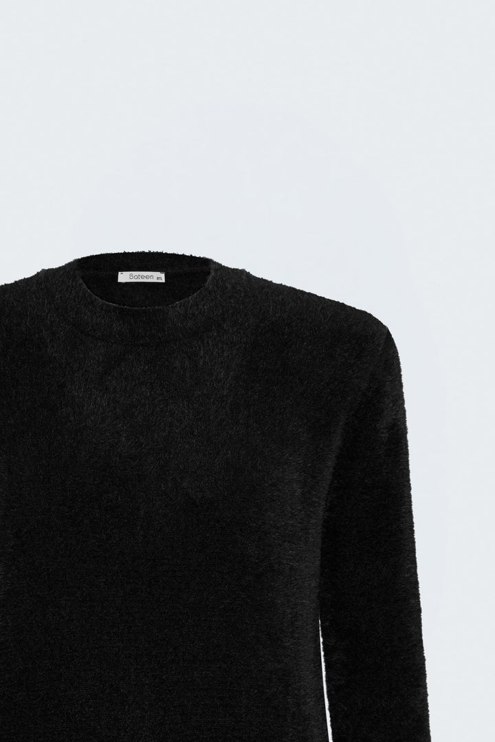 Sateen Tricot à poils - Noir