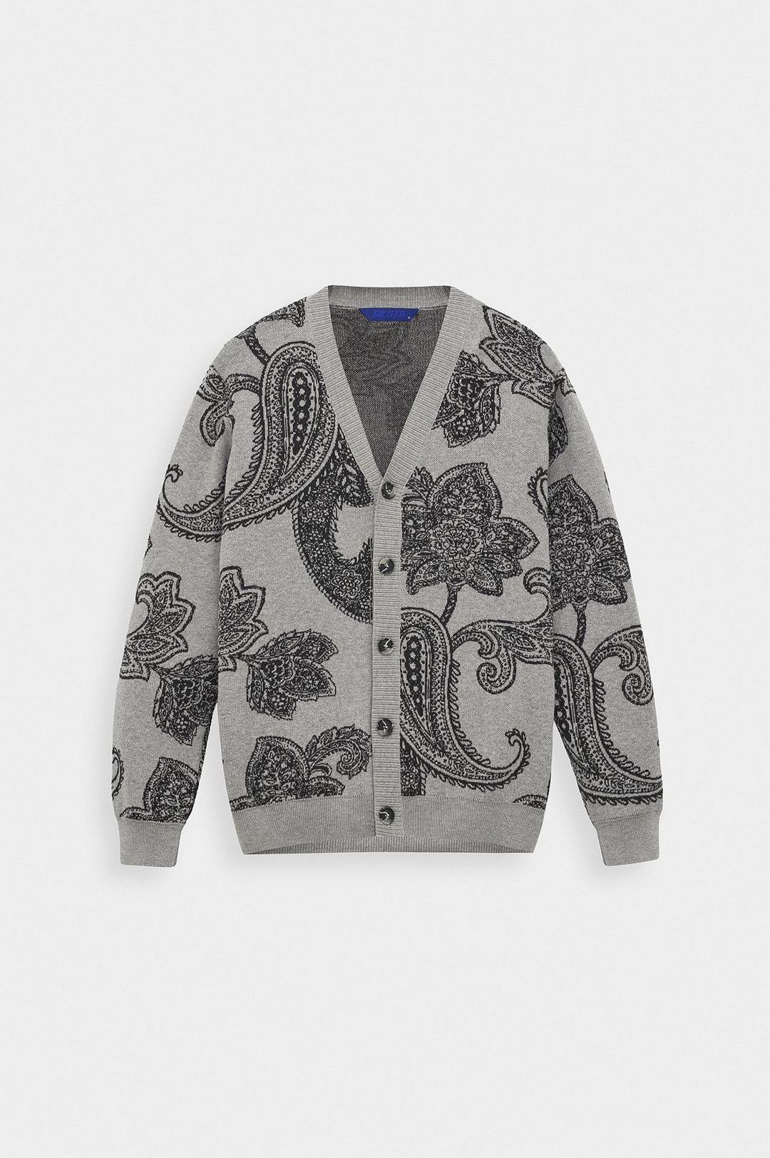 Giesto Gilet en tricot anthracite à motif châle - Anthracite