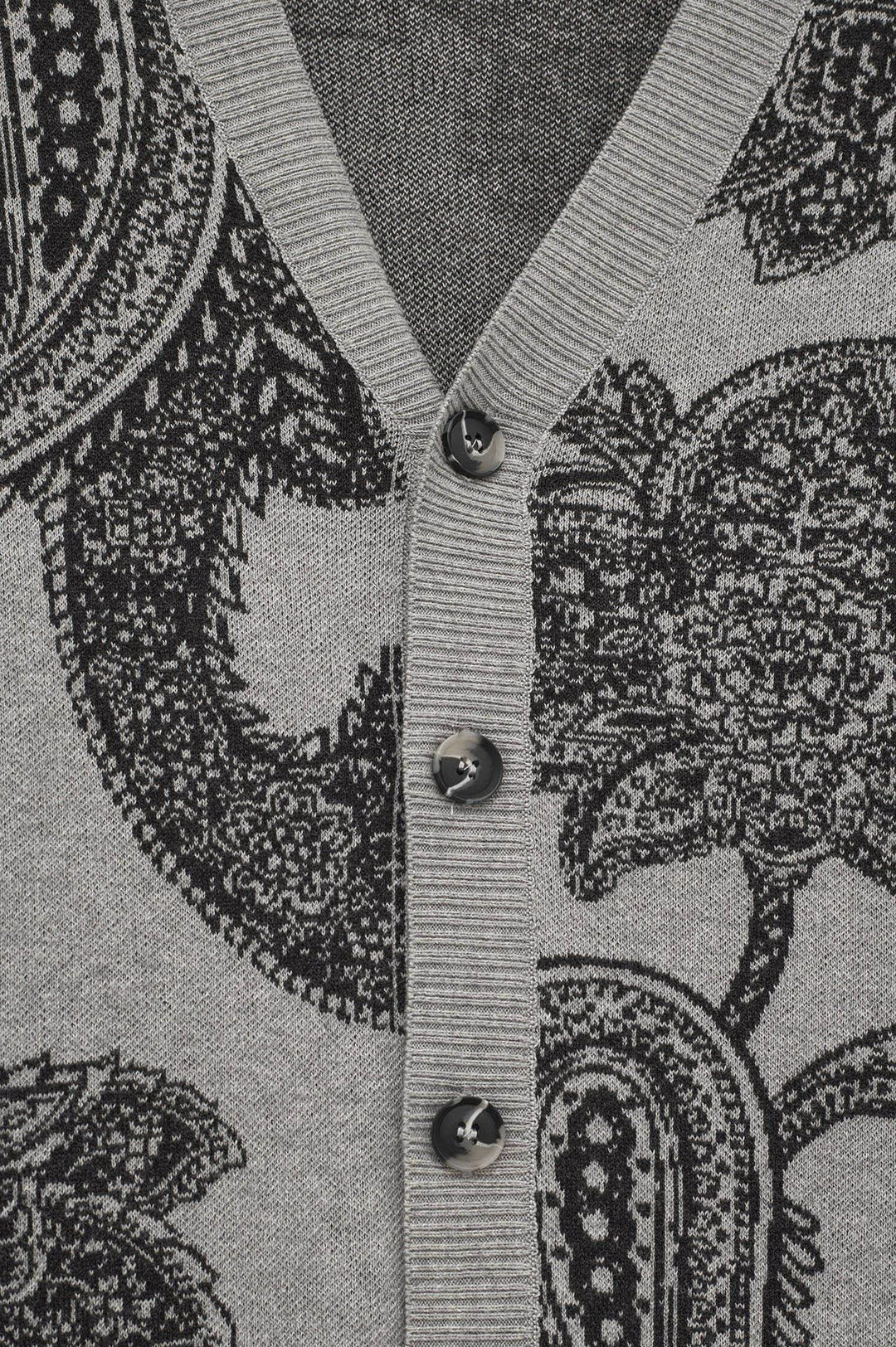 Giesto Gilet en tricot anthracite à motif châle - Anthracite