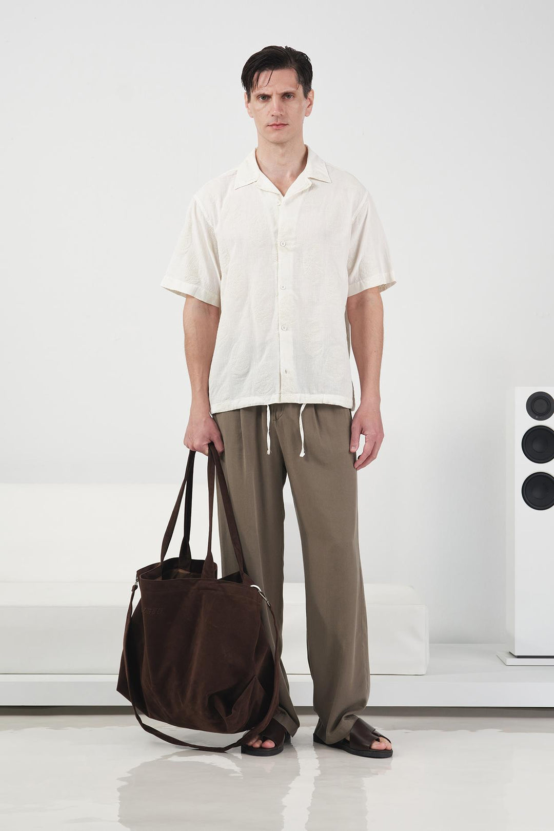 Giesto Chemise beige à motifs foulard - Beige