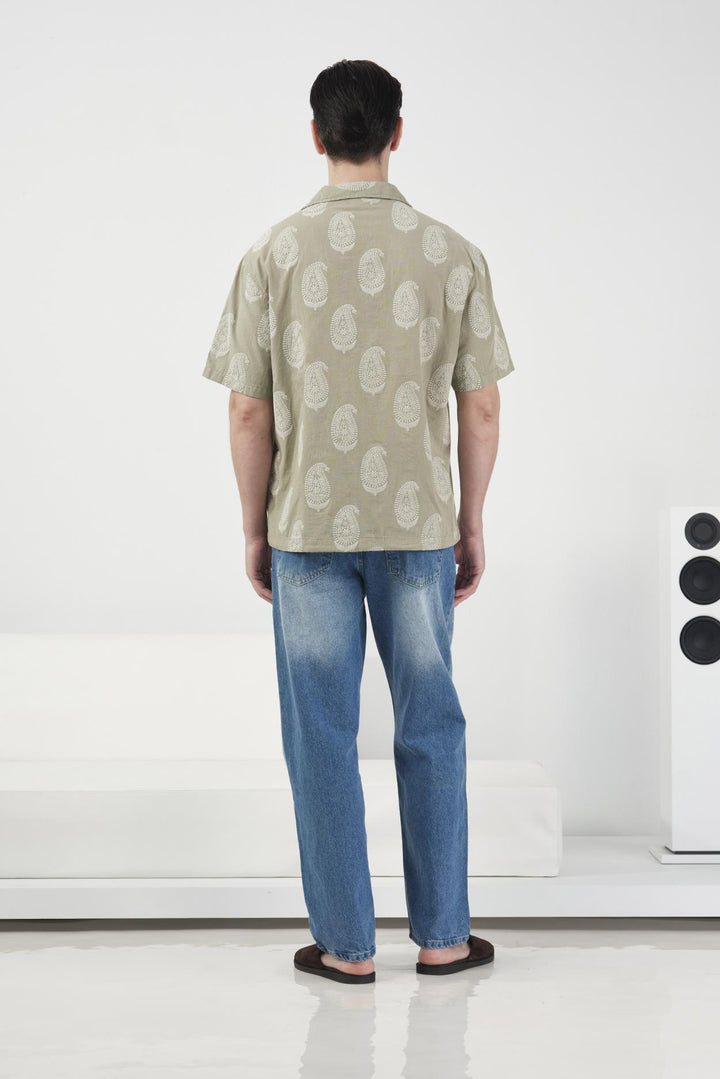 Giesto Chemise kaki à motifs foulard - Kaki