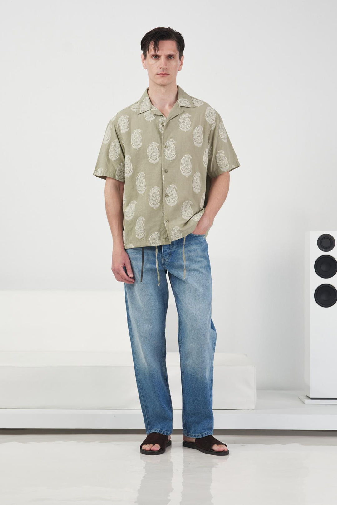 Giesto Chemise kaki à motifs foulard - Kaki