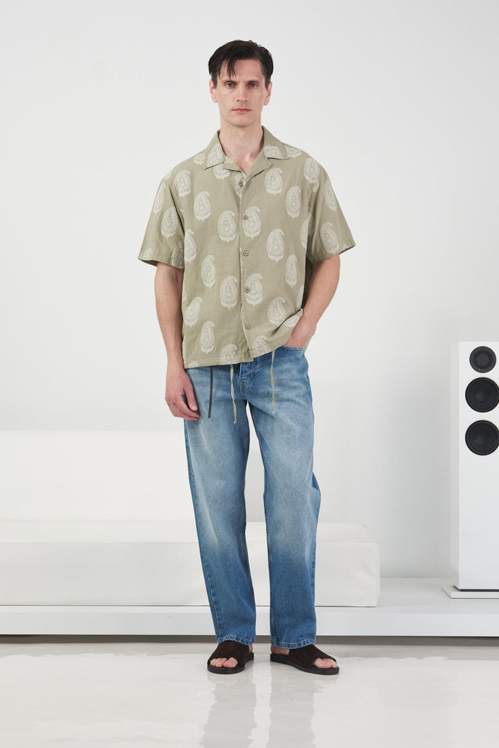 Giesto Chemise kaki à motifs foulard - Kaki