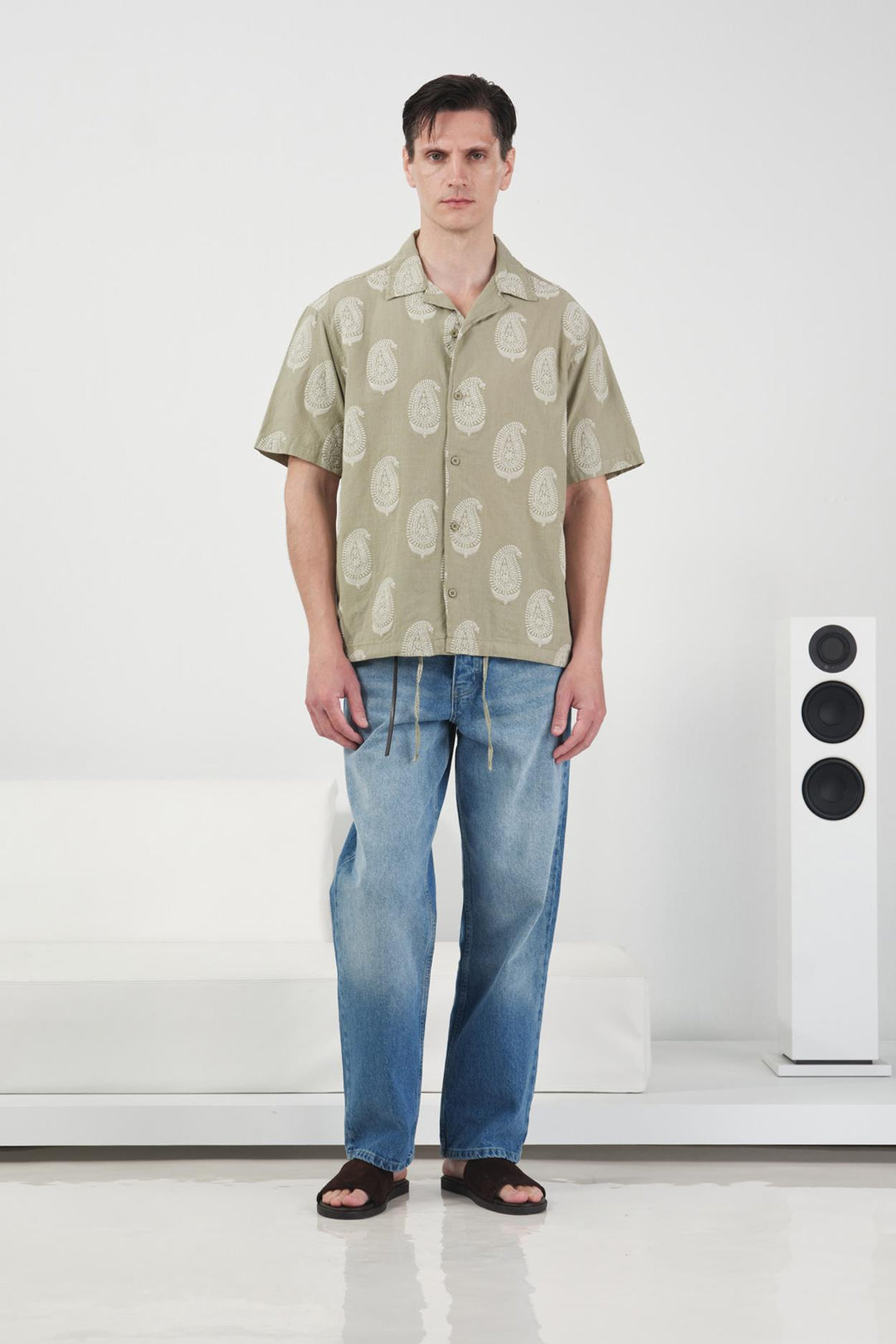 Giesto Chemise kaki à motifs foulard - Kaki