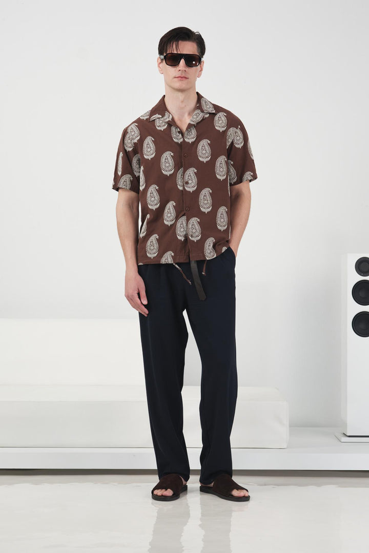 Giesto Chemise marron à motif foulard - Marron