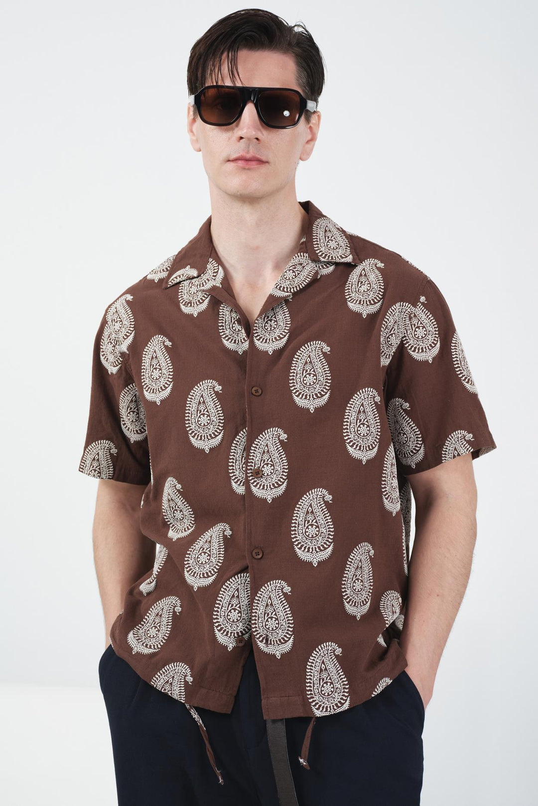 Giesto Chemise marron à motif foulard - Marron