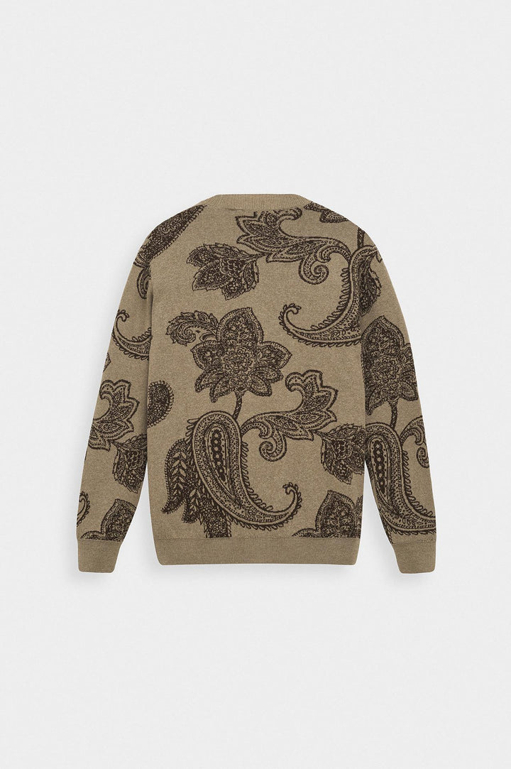 Giesto Gilet en tricot marron à motif châle - Marron