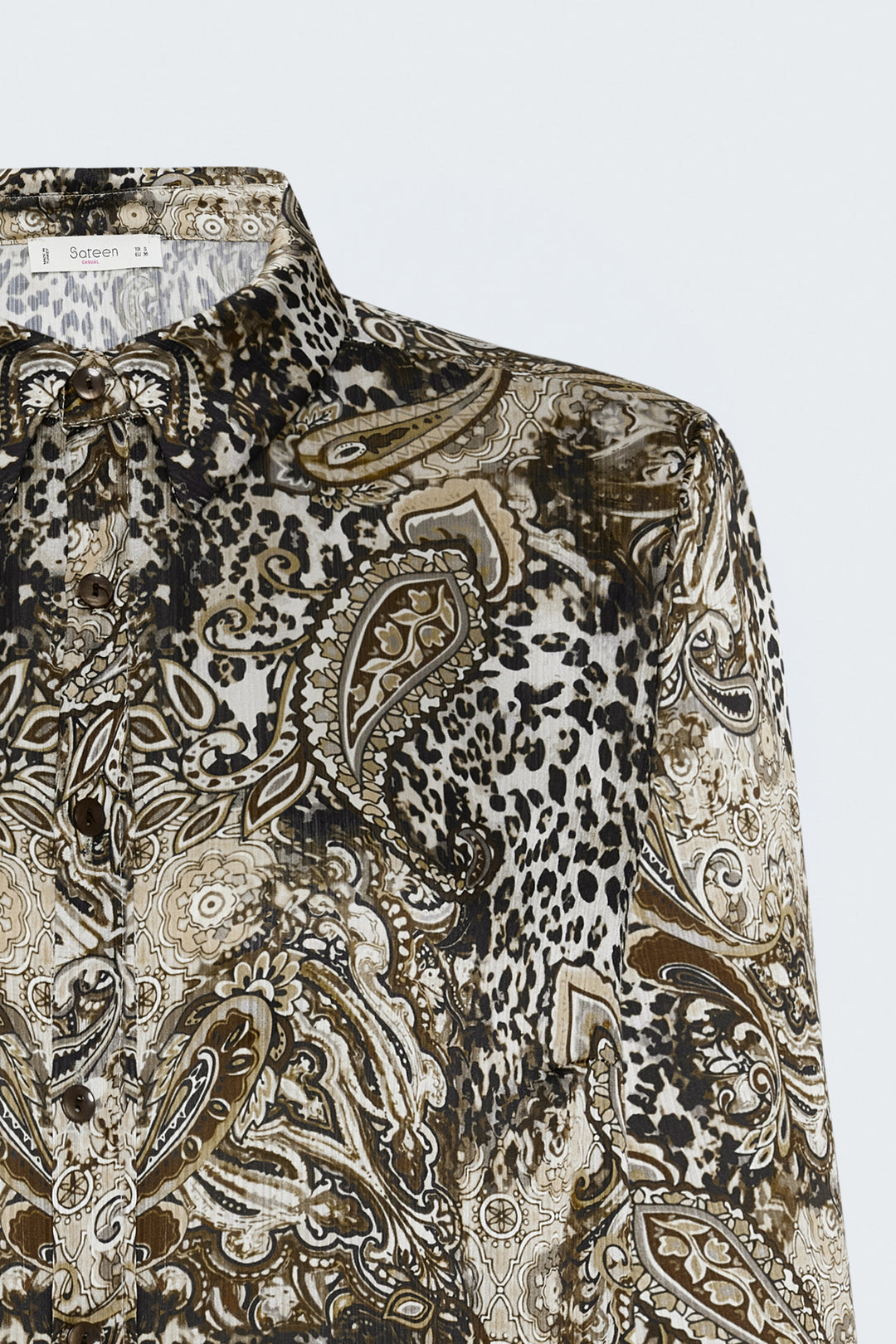Sateen Chemise classique à motif foulard - Marron