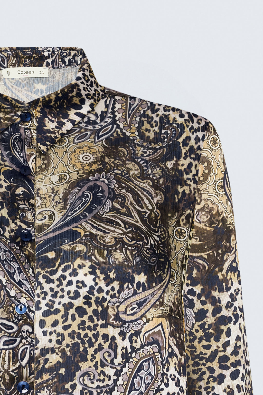 Sateen Chemise classique à motif foulard - Bleu marine