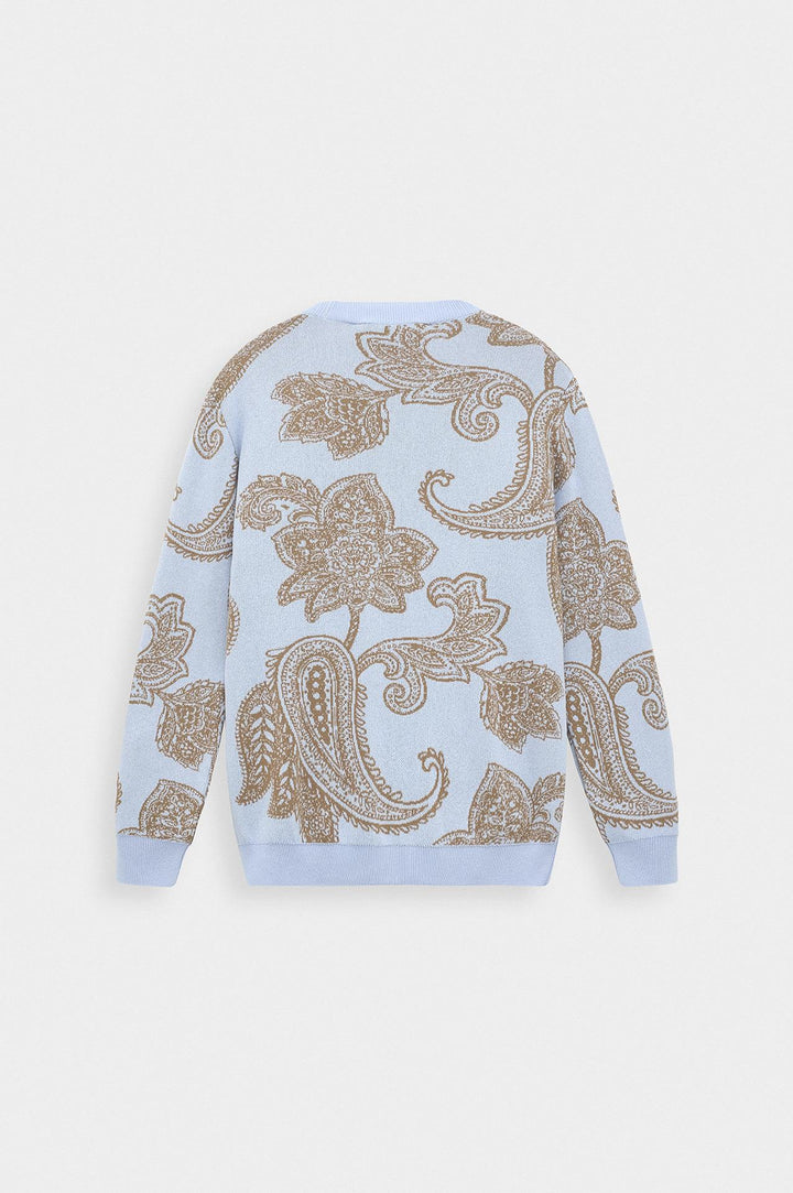 Giesto Gilet en Tricot Bleu avec Motif Écharpe - Bleu