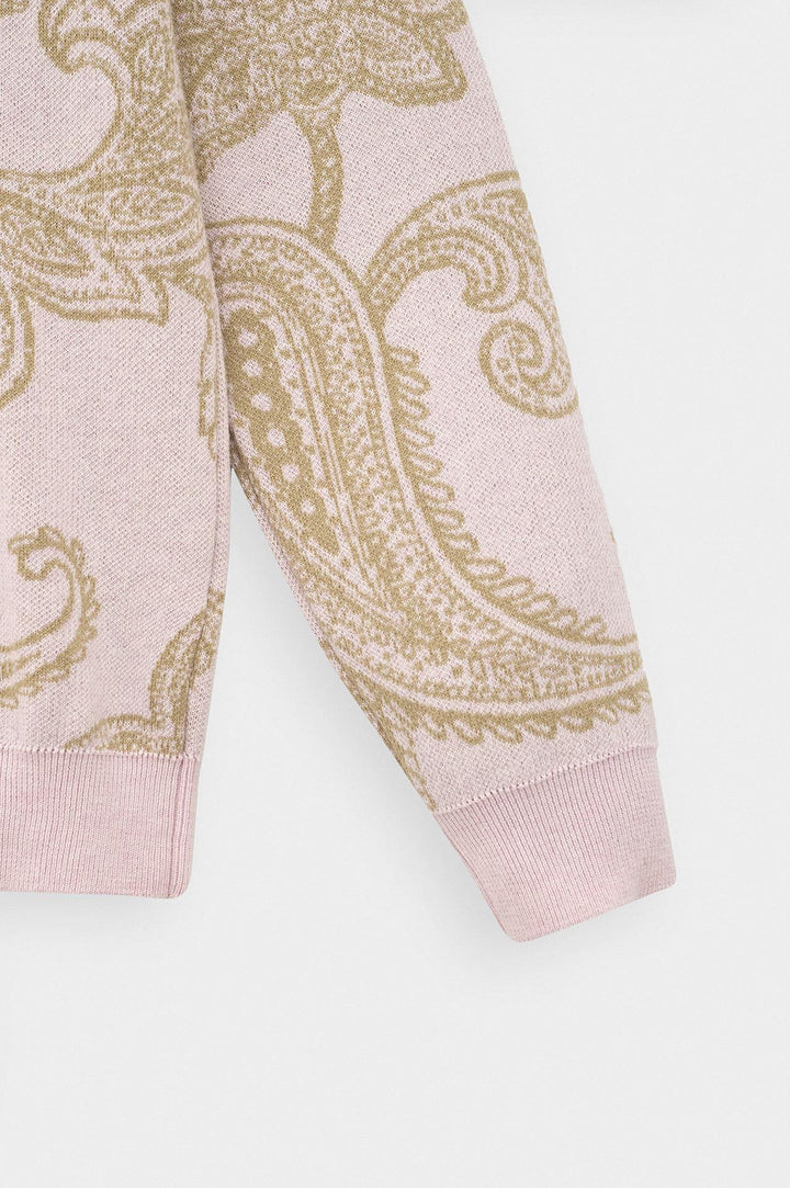 Giesto Gilet en Tricot Rose avec Motif Écharpe - Rose