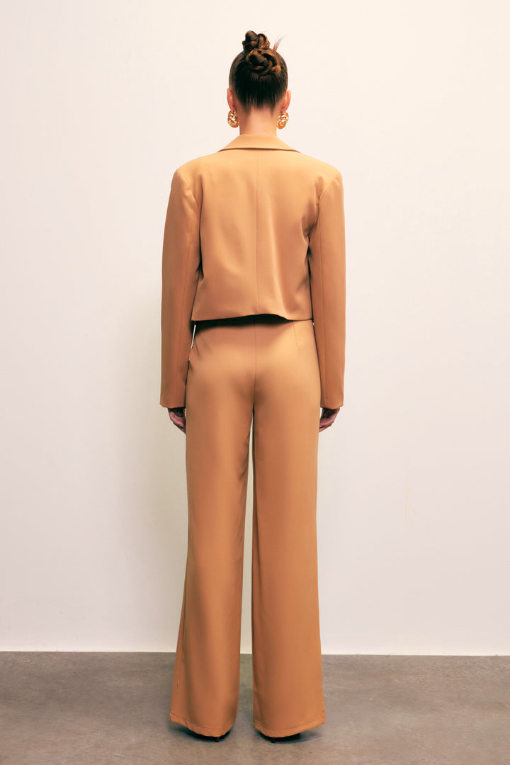 Sateen Veste courte à col châle - camel