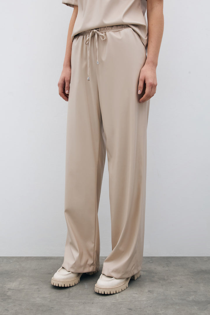 Sateen Pantalon en Cuir Ample - Pierre