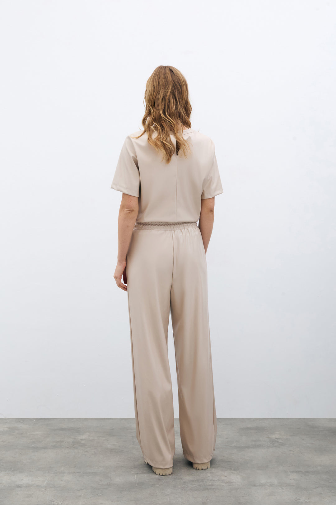 Sateen Pantalon en Cuir Ample - Pierre