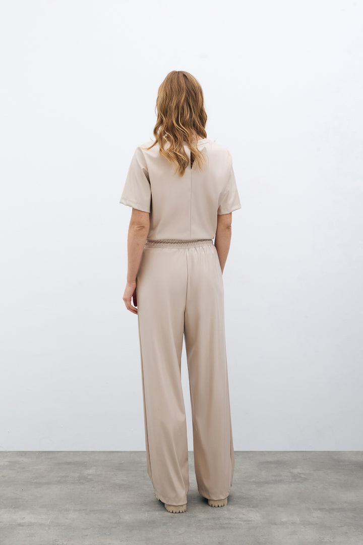Sateen Pantalon en Cuir Ample - Pierre