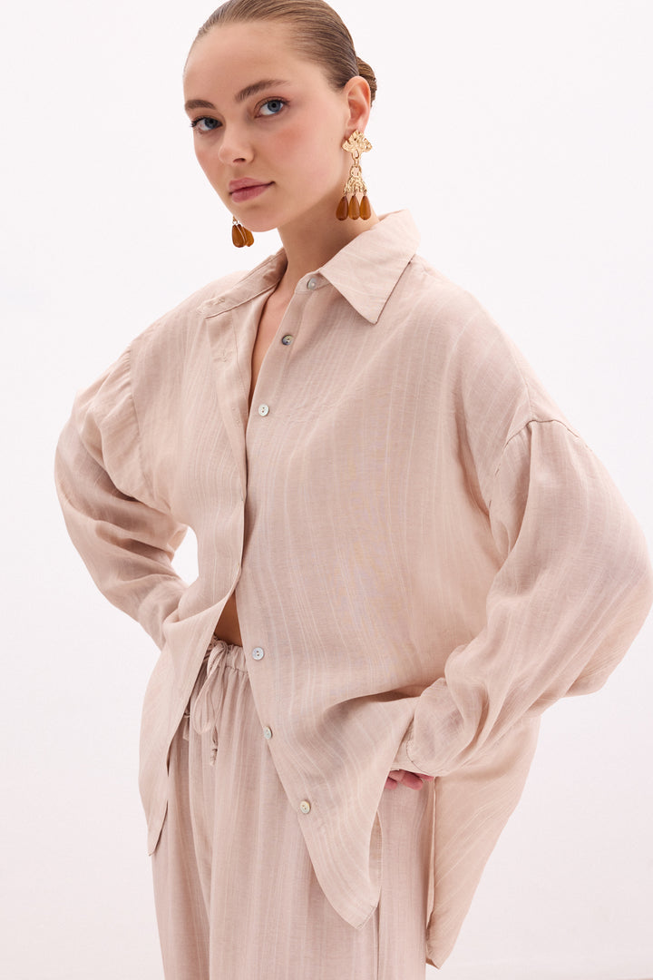 Sateen Chemise ample - Beige