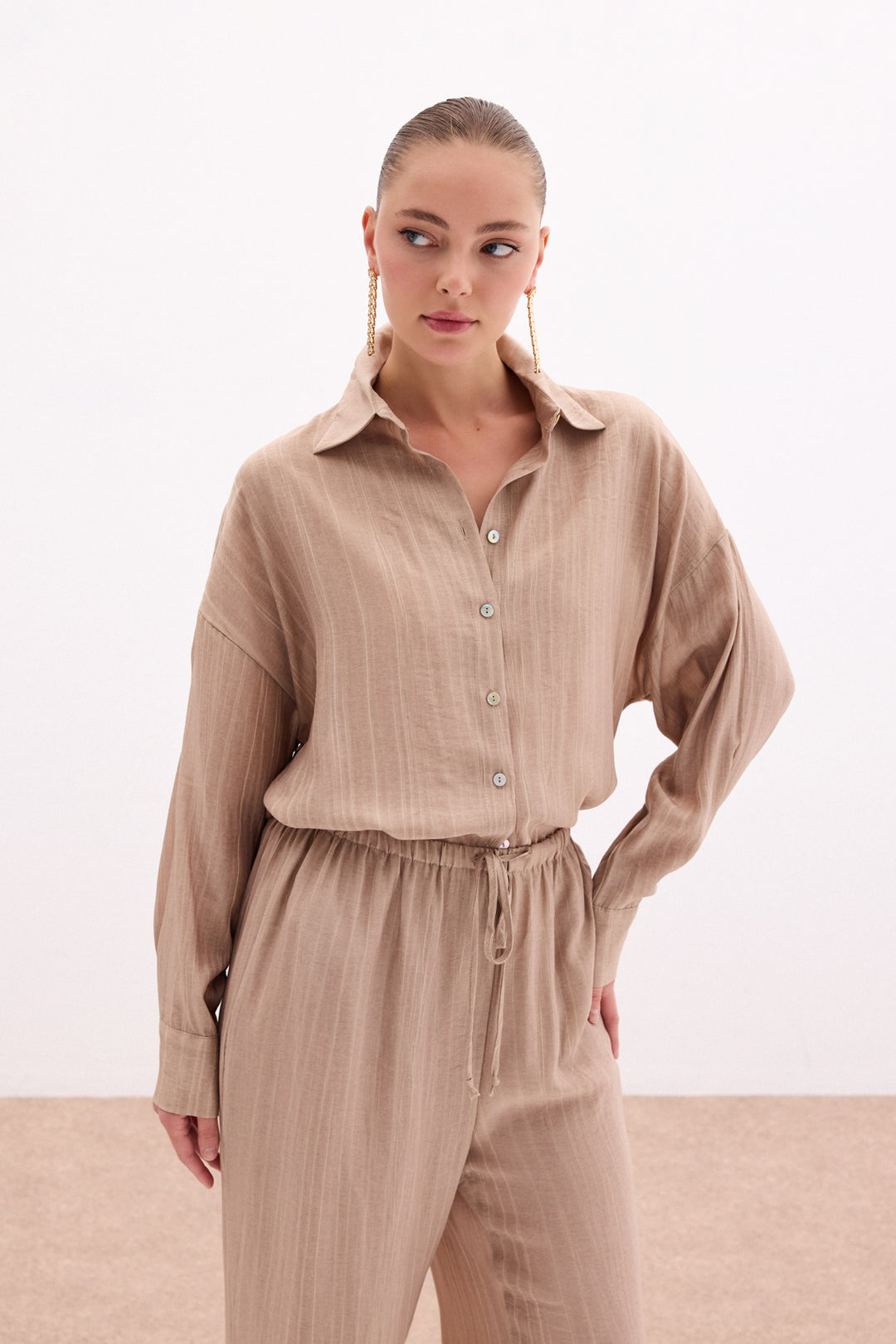 Sateen Chemise ample - camel