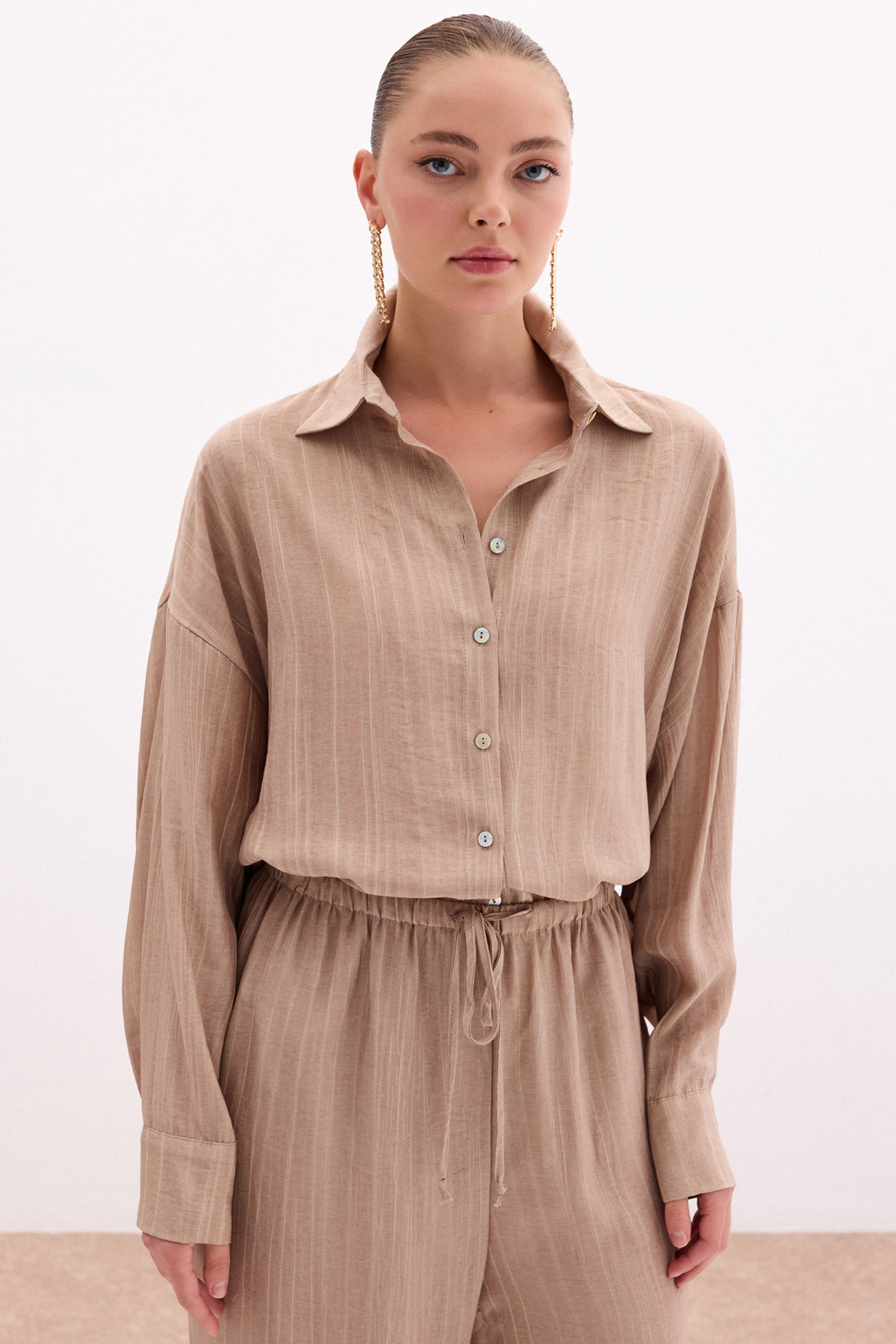 Sateen Chemise ample - camel