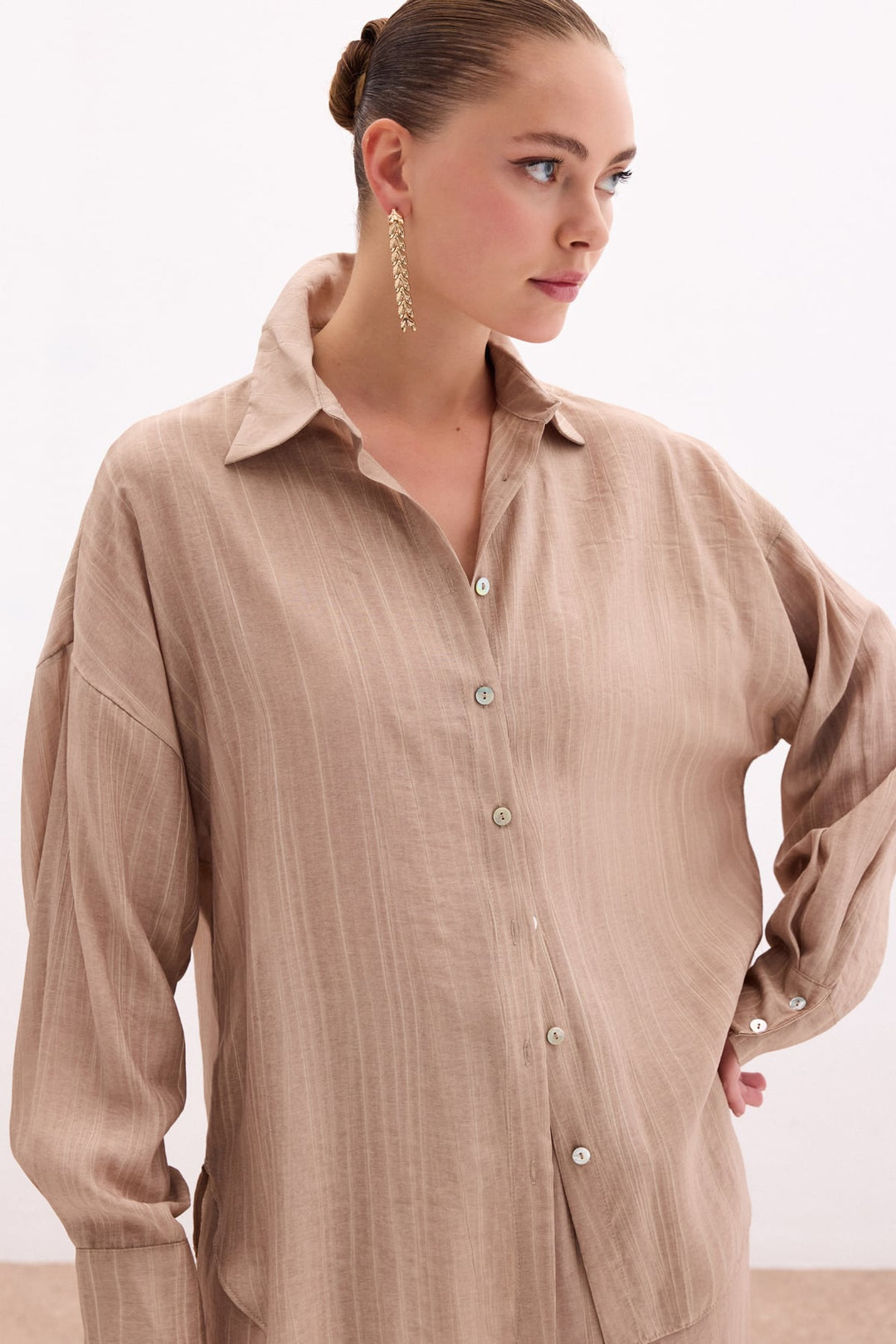 Sateen Chemise ample - camel