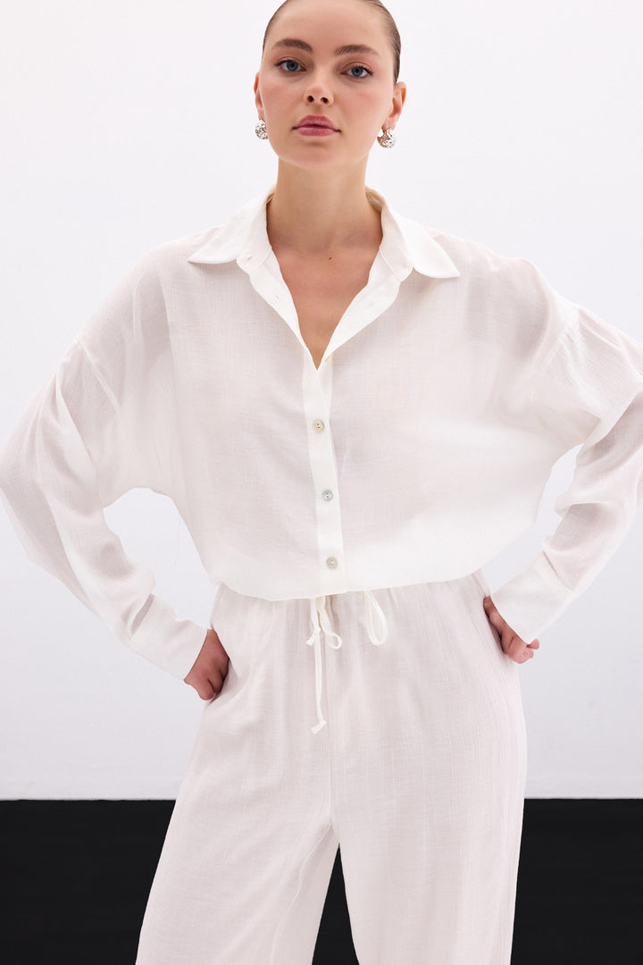Sateen Chemise ample - Écru