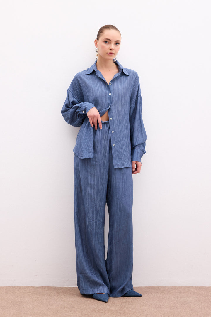 Sateen Chemise ample - Indigo