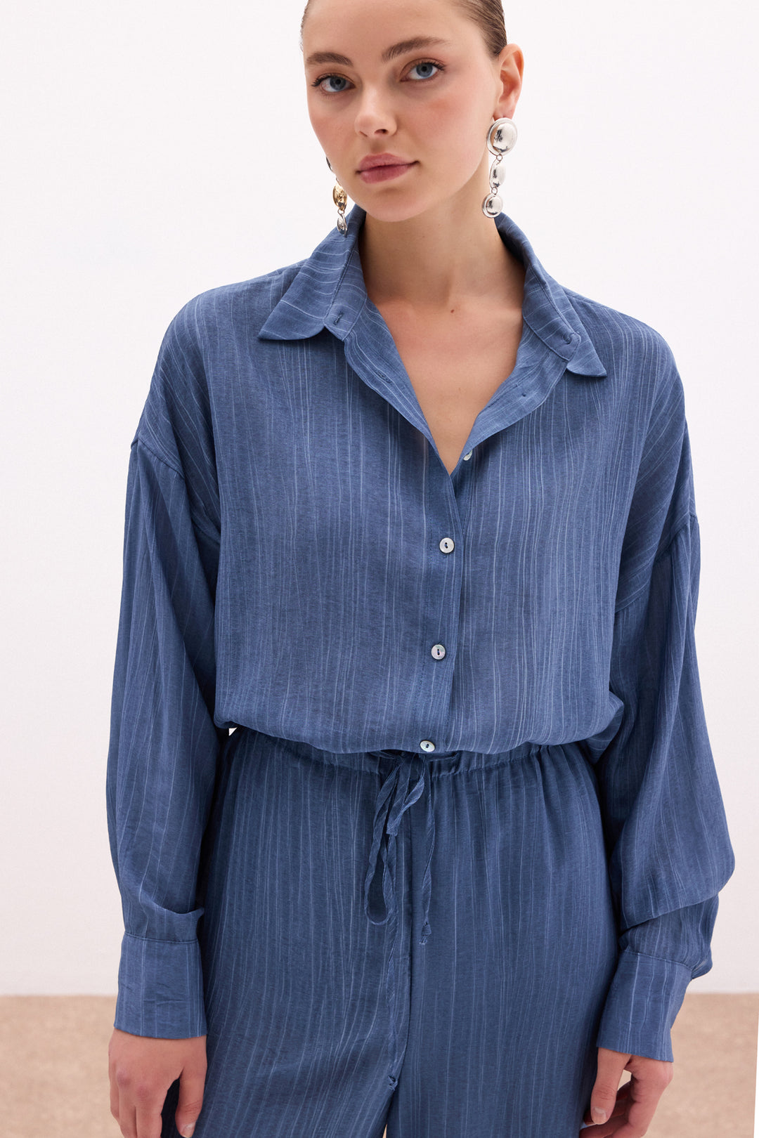Sateen Chemise ample - Indigo