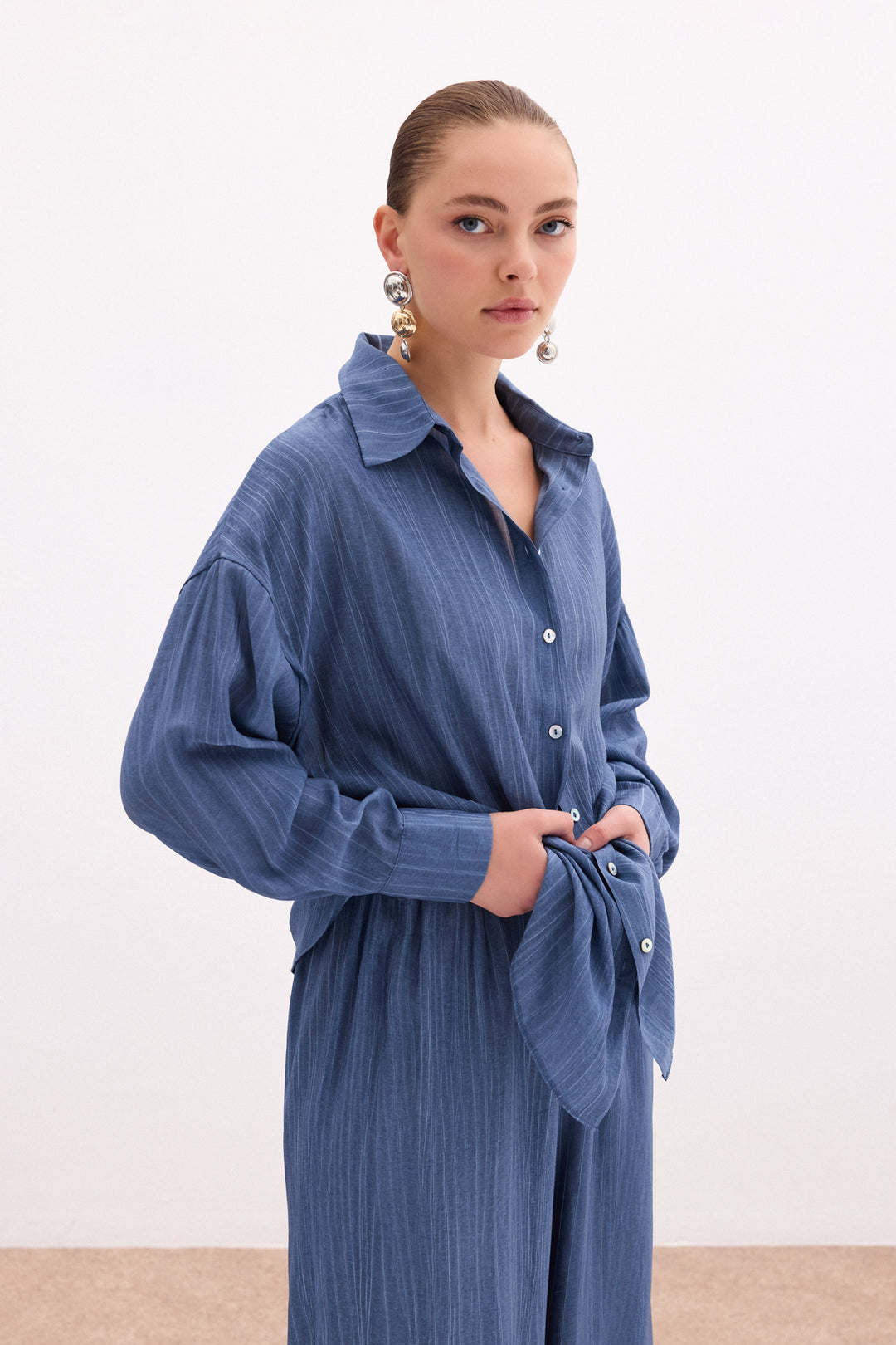 Sateen Chemise ample - Indigo