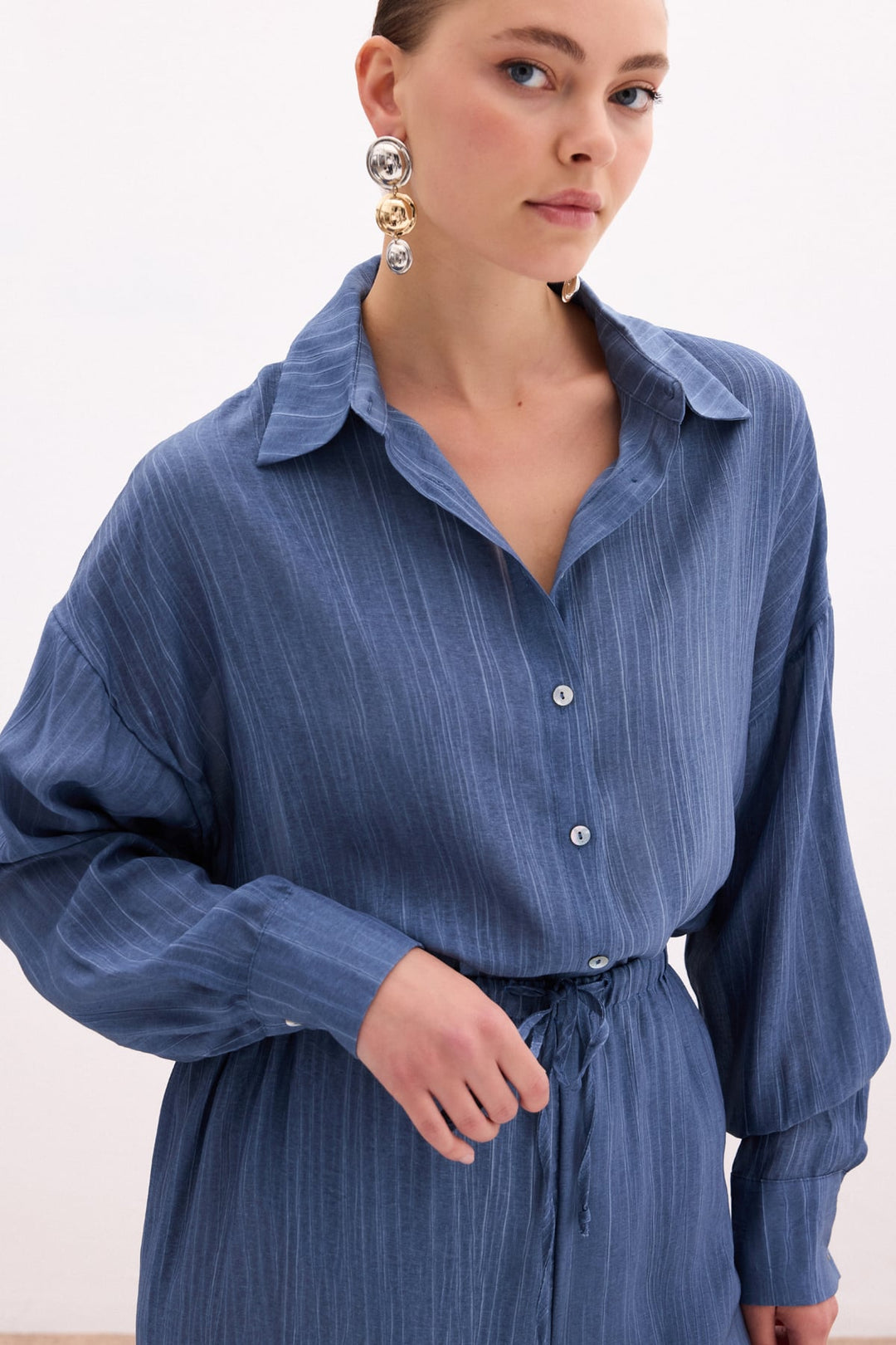 Sateen Chemise ample - Indigo