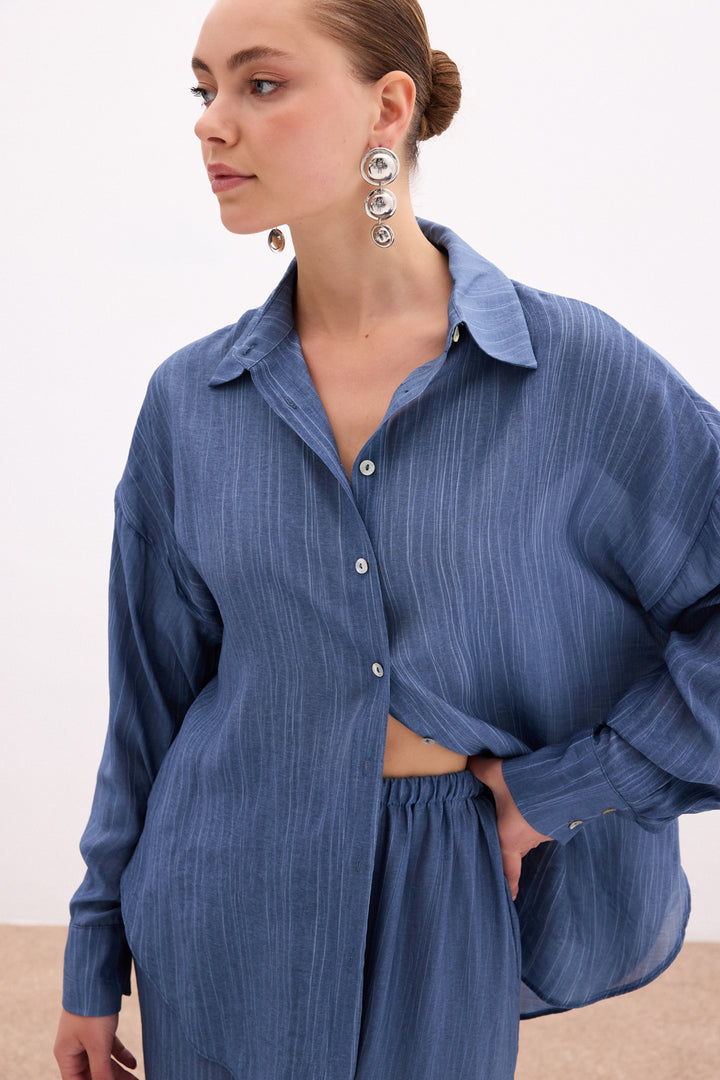 Sateen Chemise ample - Indigo