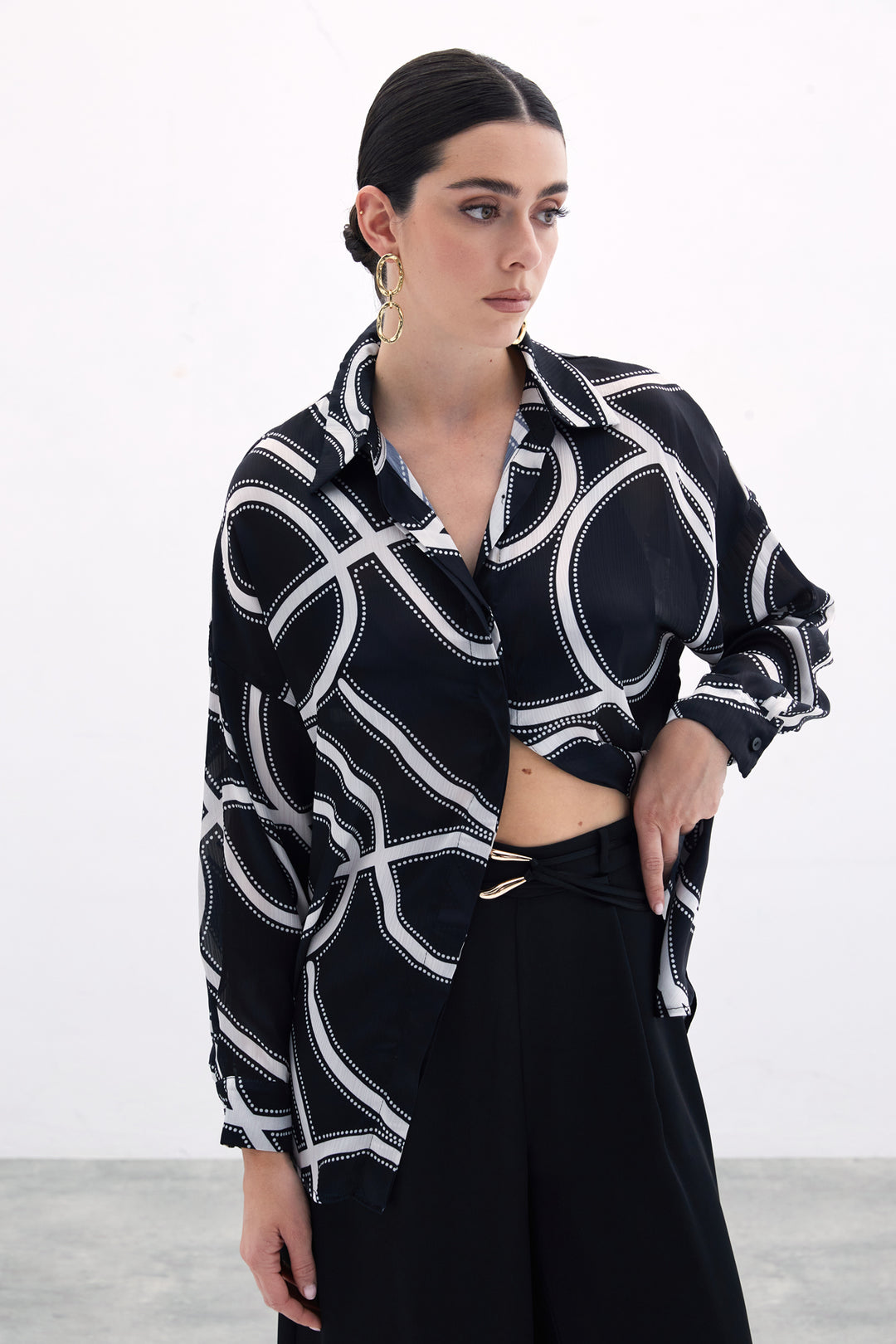 Sateen Chemise Ample - Noir
