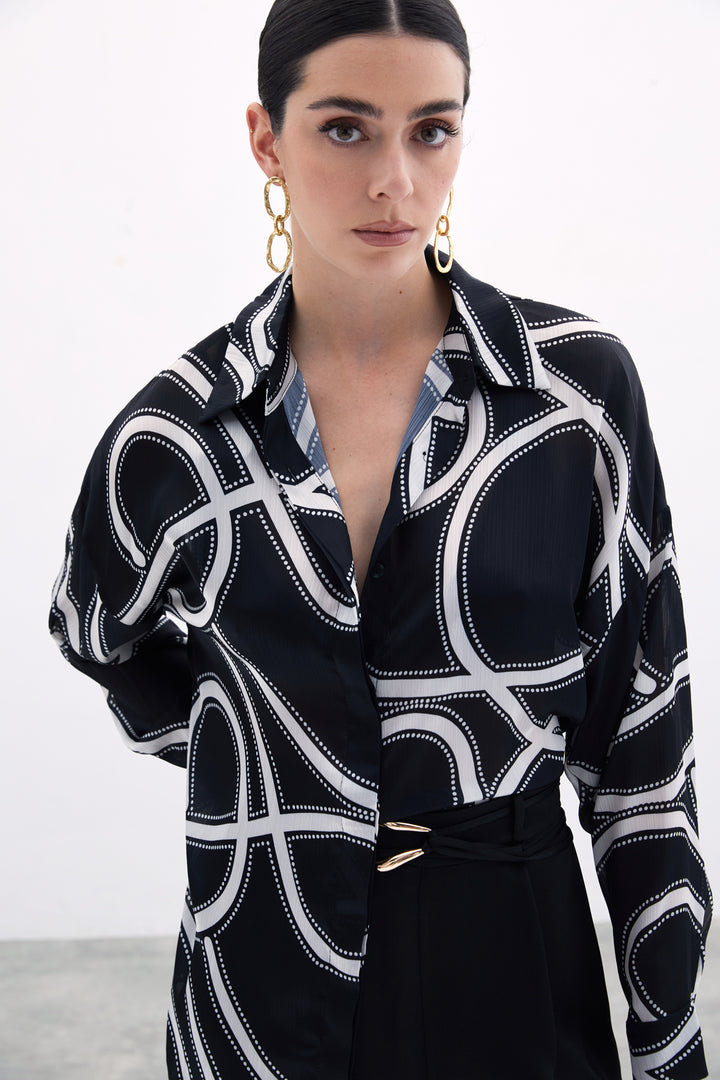 Sateen Chemise Ample - Noir