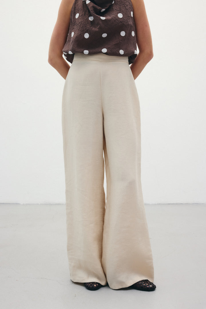Sateen Pantalon en lin ample - Pierre