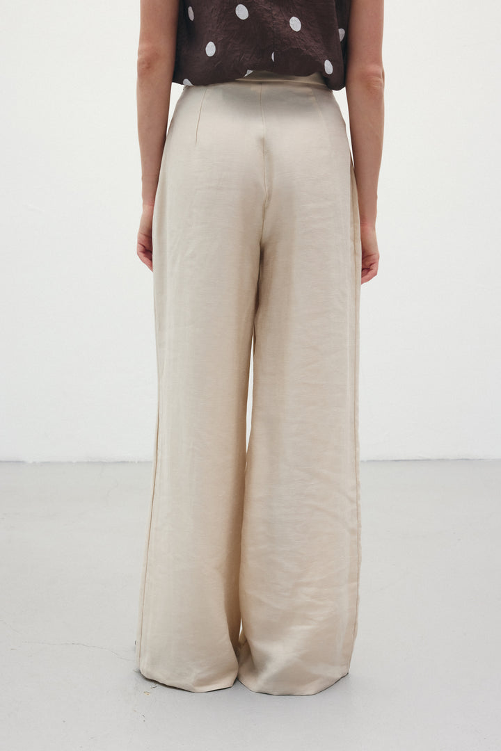 Sateen Pantalon en lin ample - Pierre