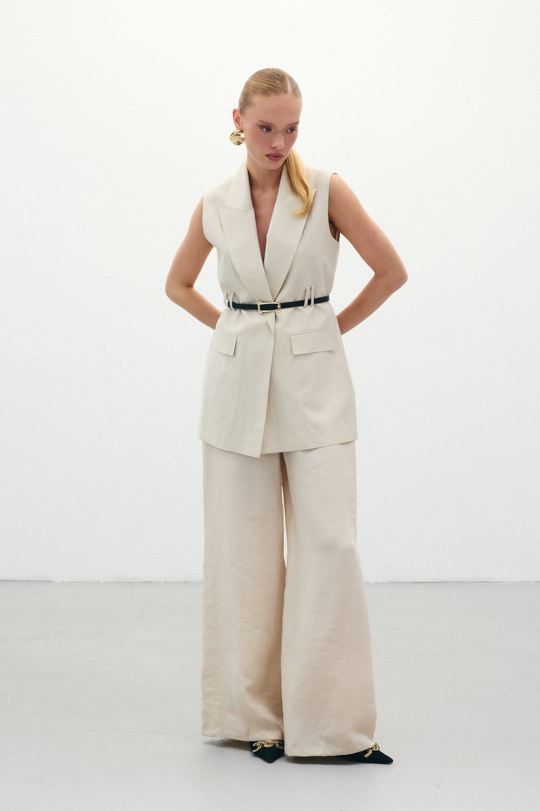 Sateen Pantalon en lin ample - Pierre