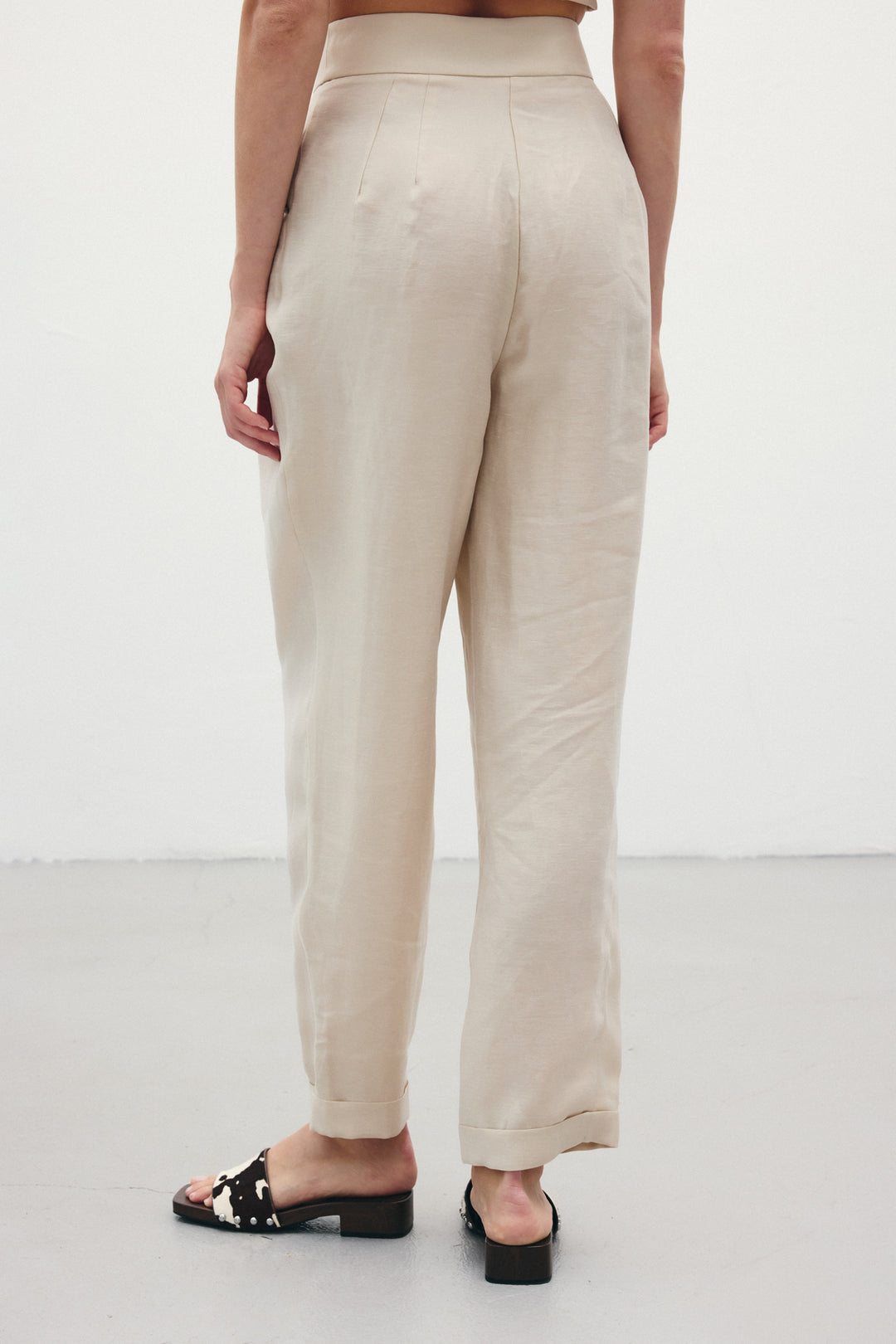 Sateen Pantalon en Lin Ample - Pierre